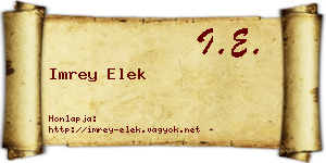 Imrey Elek névjegykártya